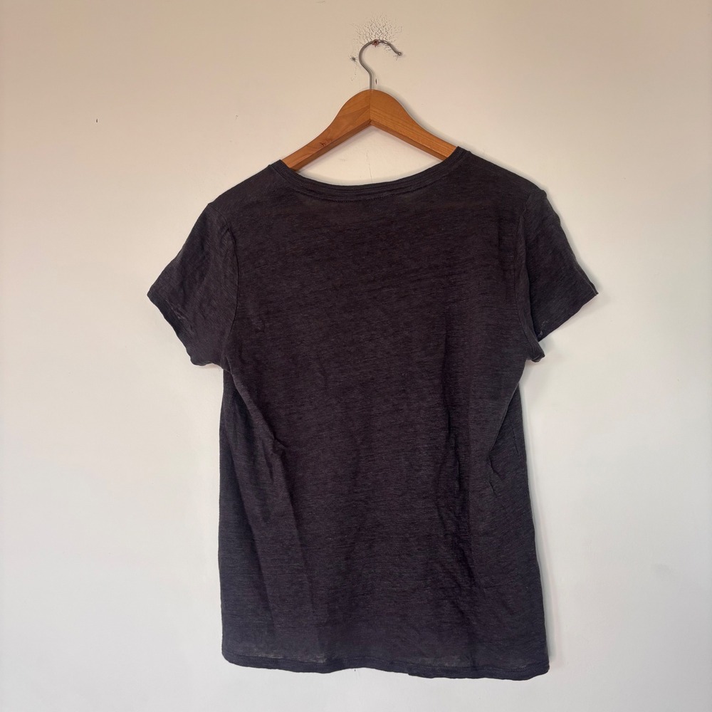 Massimo Dutti Grey‎ Sheer Slub Basic Short Sleeve Tee Shirt Size Small